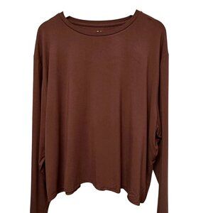 Shiny by Nature Long Sleeve Tee 4XL /3X Chocolate Brown Rayon Blend Plus Size